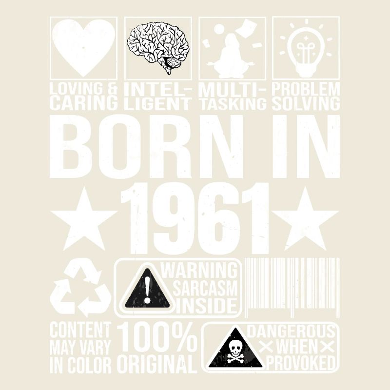 Born In 1961 Content Warning Label Barcode