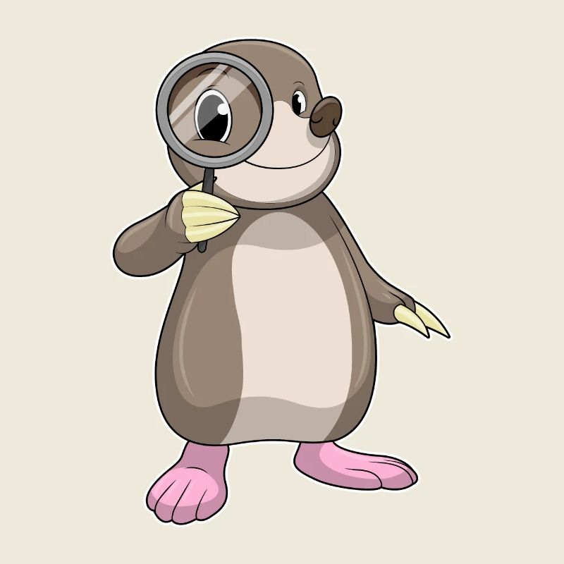Mole with magnifying glass