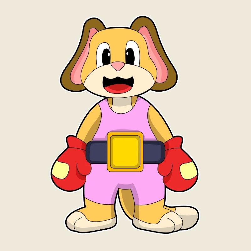 Boxe canine avec des gants de boxe