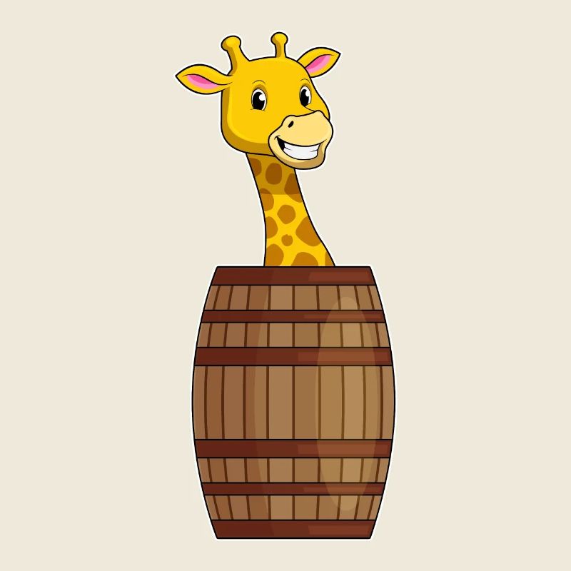 Giraffe with barrel