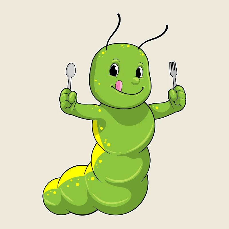 Raupe mit Löffel & Gabel
