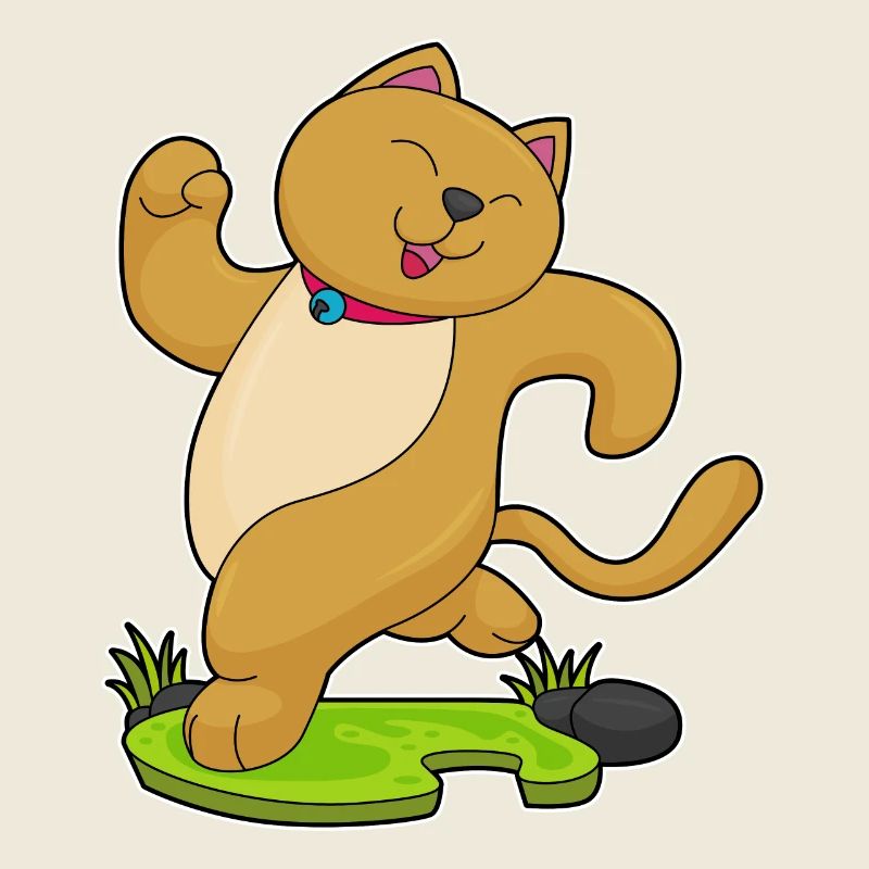 Chat avec collier en faisant du jogging