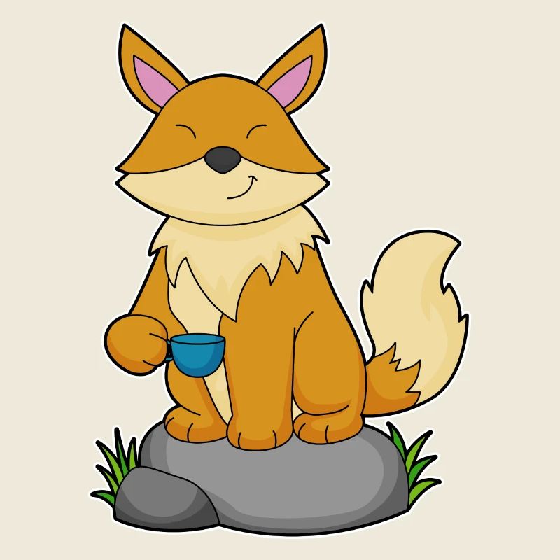 Fuchs mit Kaffeetasse