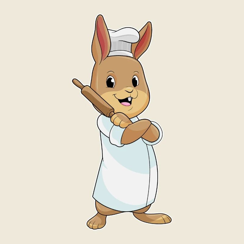 Rabbit as a baker with rolling pin