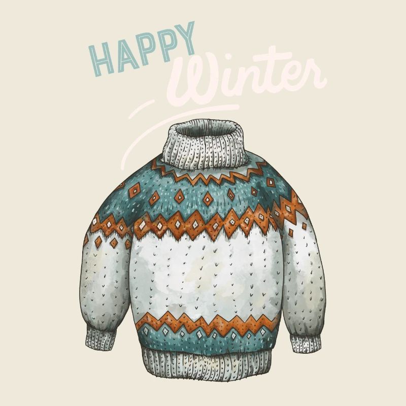 Winter-Design, Strick Pullover Happy-Winter Spruch