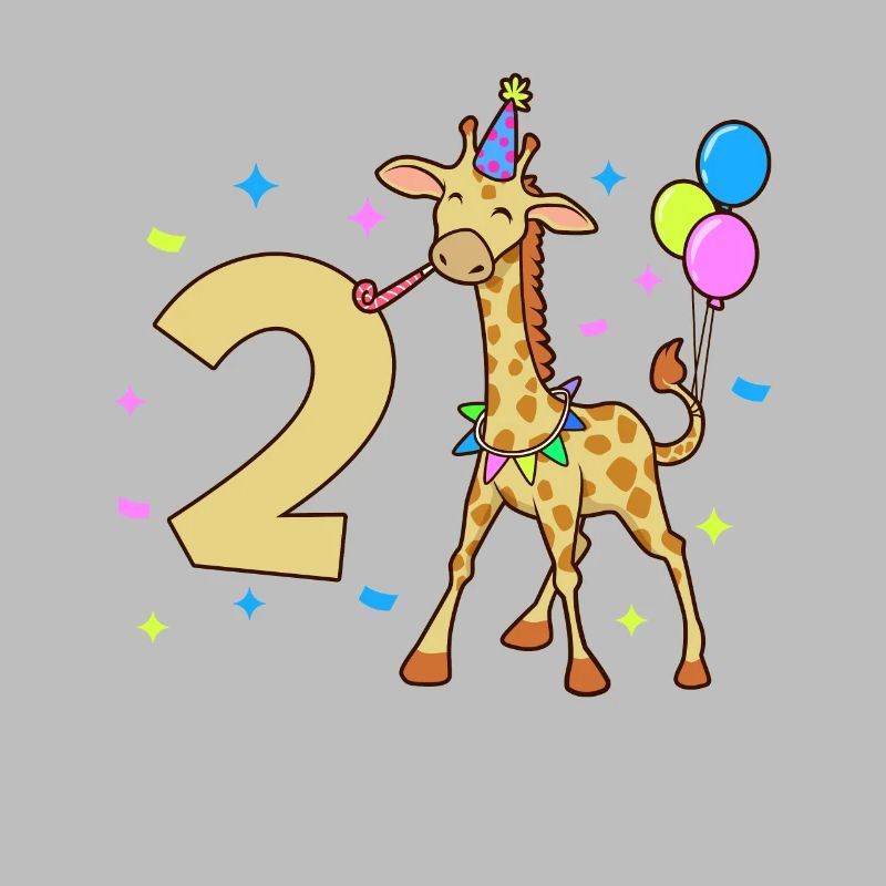 Mit Giraffe - Kinder Geburtstag 2 Jahre