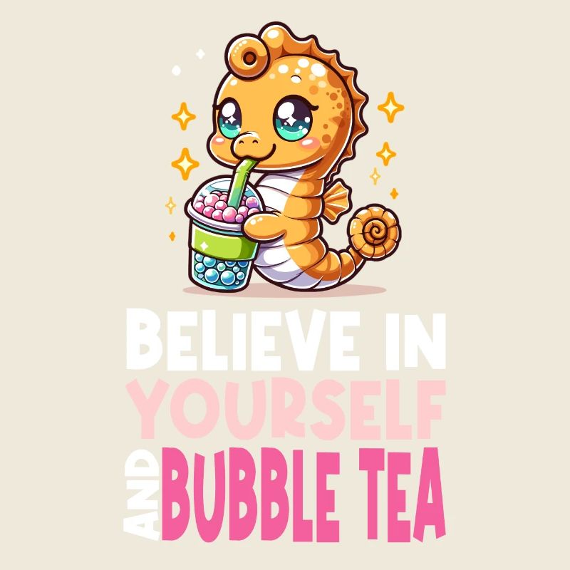 Kawaii Seepferdchen Bubble Tea Boba Milchtee