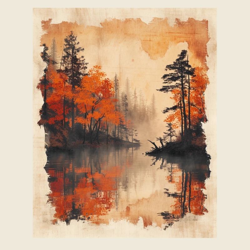 Classic Scenery Papyrus Scroll Onsen Japanese