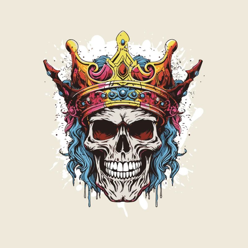 Skull King Crown Skeleton Pop Art