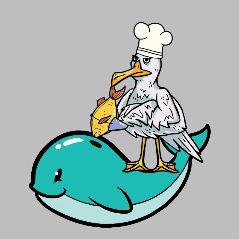 Mouette cuisiner du poisson camouflage requin cuisson du poisson
