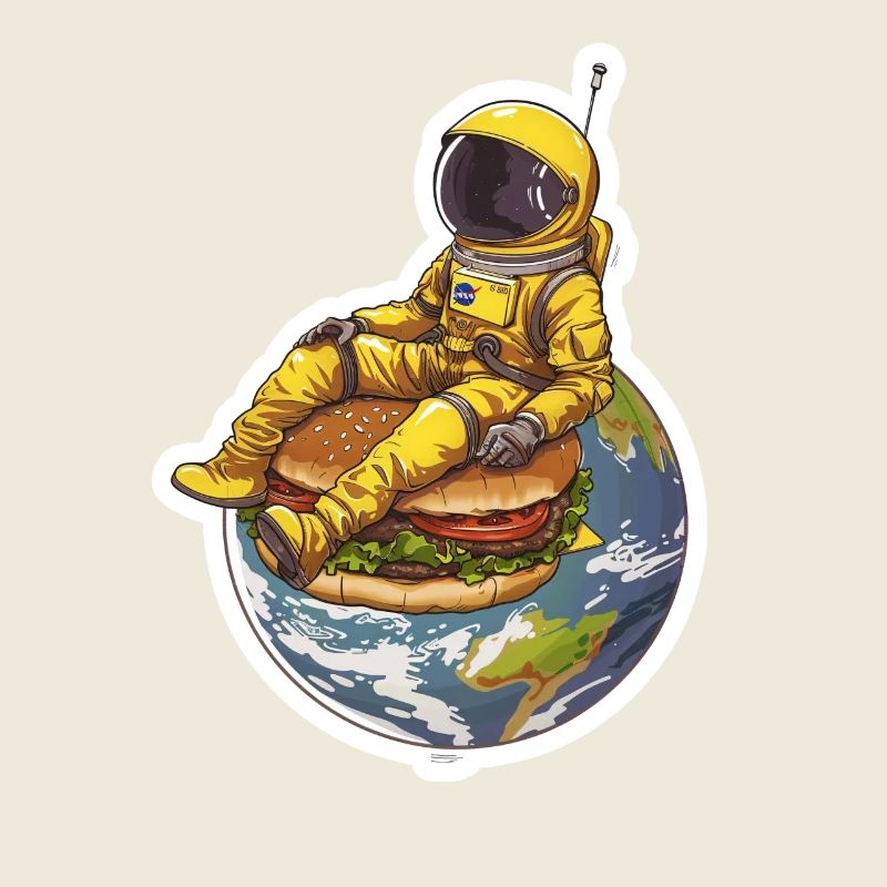Astronaute doré sur Burger – Design alimentaire spatial