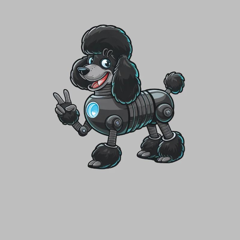 Caniche cyborg avec conception de robot de signe de paix