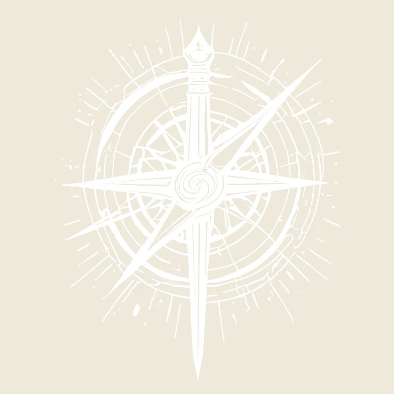 Abstract Blade Compass White