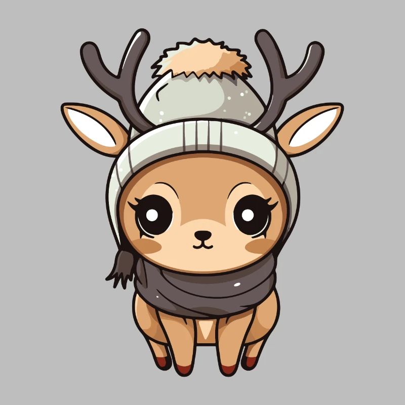 Deer Winter Comic Cute