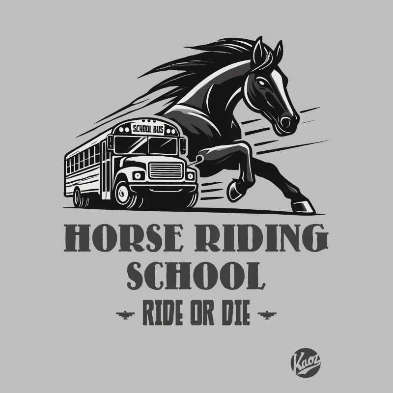 Reitschule "Reite oder Stirb", ein Pferde-Motiv