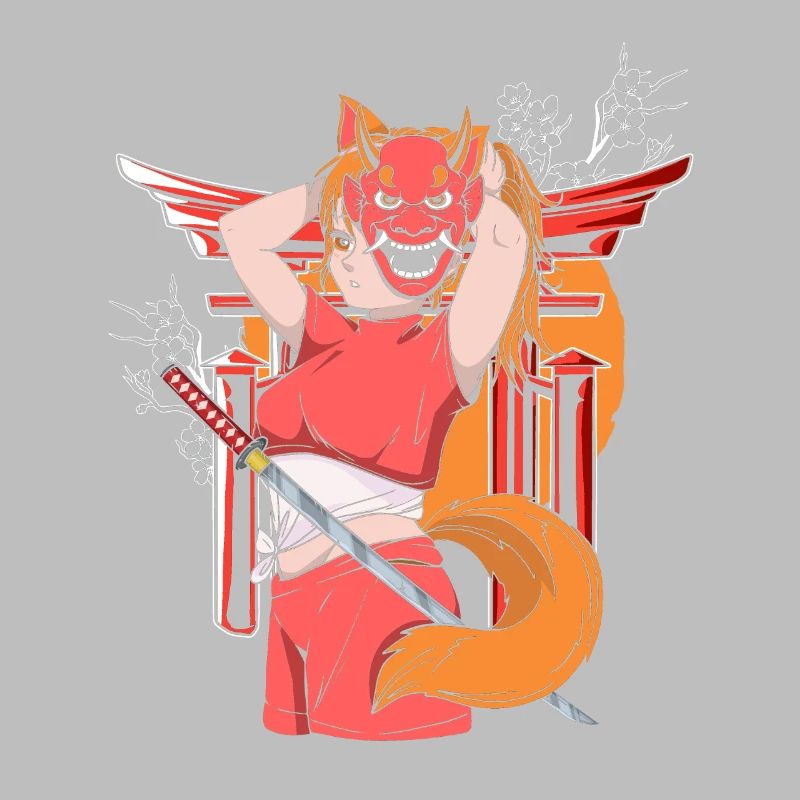 Japanisches Mädchen Oni Dämon Ninja Samurai