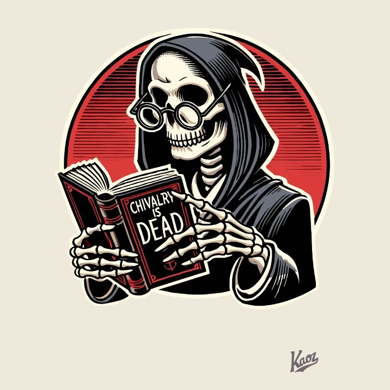 Chivalry is dead – Grim Reaper with book