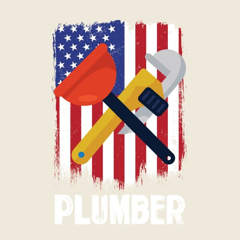 Outils de plombier devant le drapeau américain