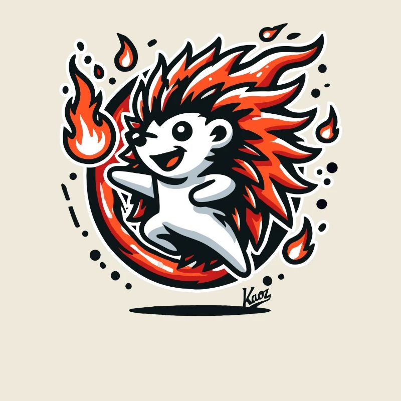 Hérisson chaud joyeux avec du feu
