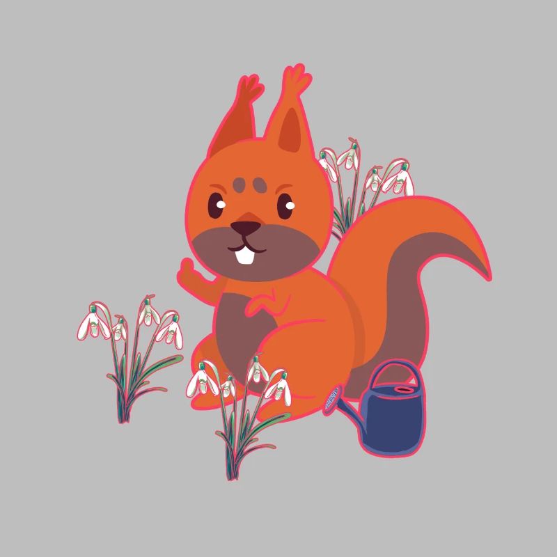 Frühling Eichhörnchen Schneeglöckchen Kinder