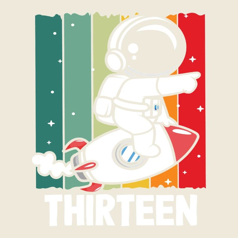 Astronaut Rocket Thirteen Retro Design