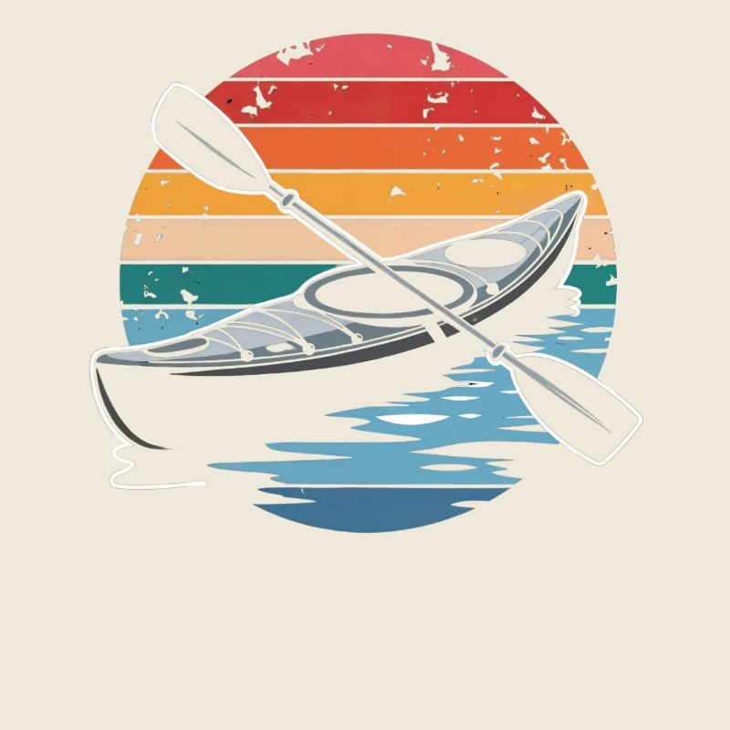 Rétro Vintage Kayak Aventure Coucher de soleil Paddle