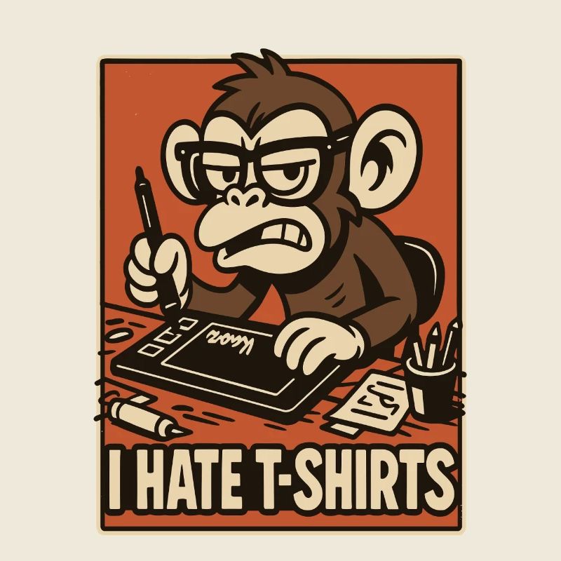 Angry monkey on drawing tablet comic style