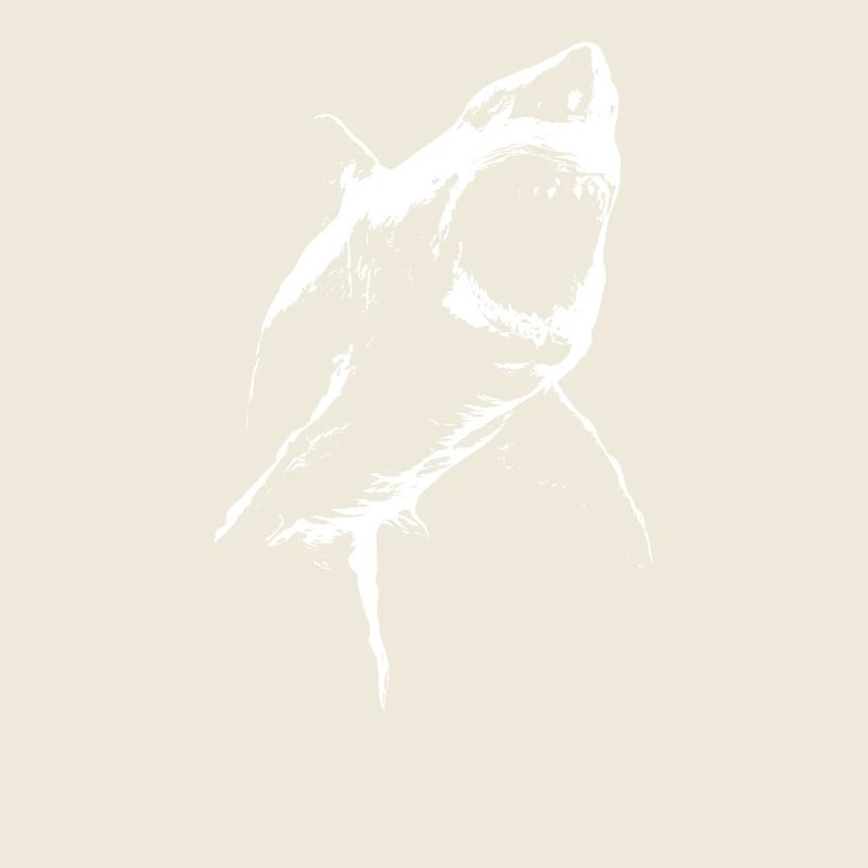 Requin géant menaçant – Silhouette noire et blanche