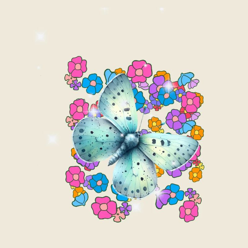 Retro butterfly flowers 60s