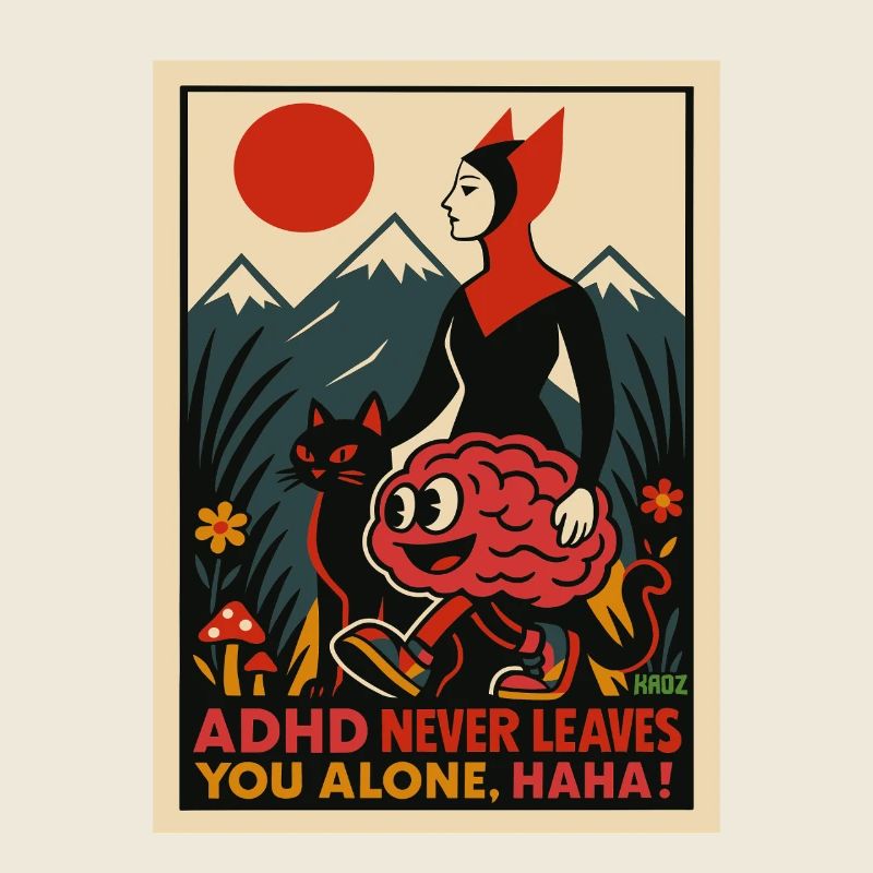 Brain Cat Adventure in Mountain Sunset