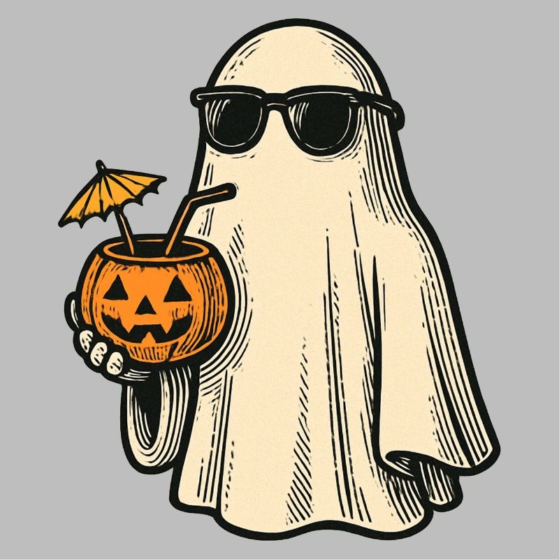 Cool Halloween Ghost with Cocktail