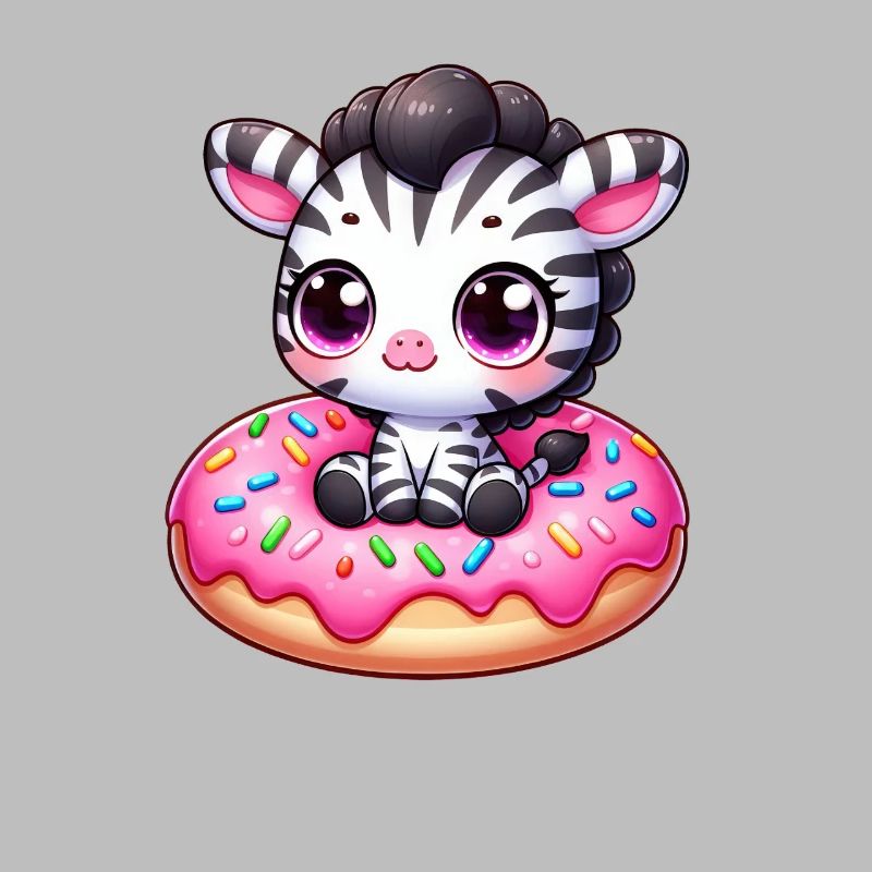 Cute Zebra Donut Dessert Funny Comic