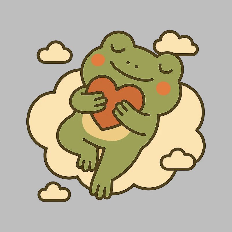 Frog with Heart on Cloud – Love & Tranquility