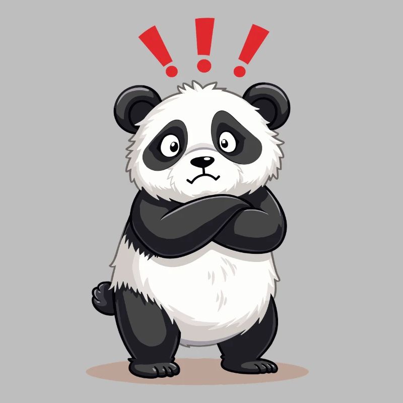 Skeptical Panda with Exclamation Point Humor