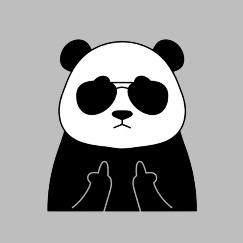 Panda mit Sonnenbrille Mittelfinger