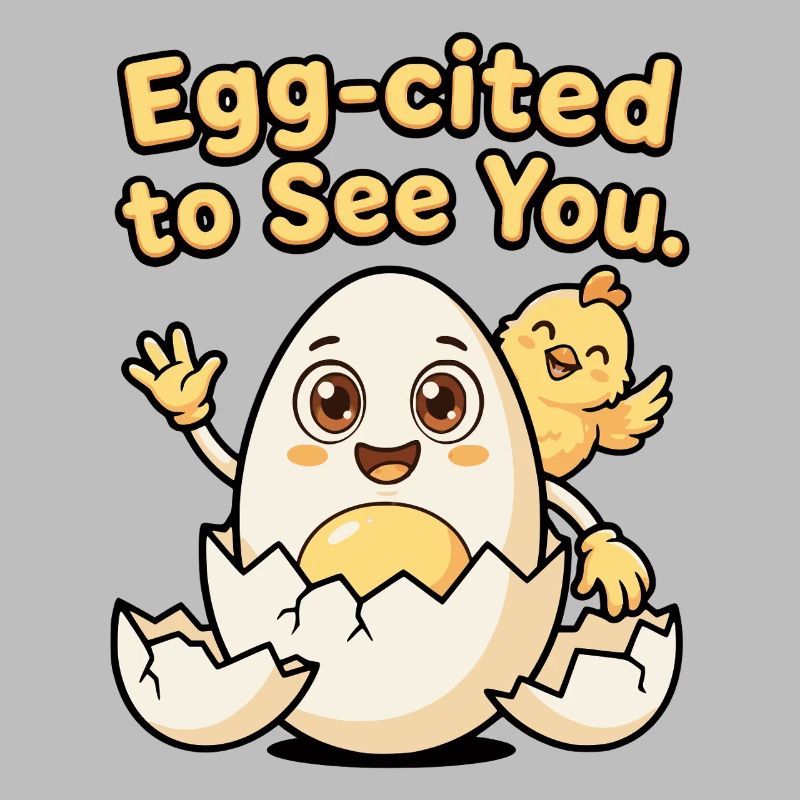 Egg Cited To See You Funny Egg Chick
