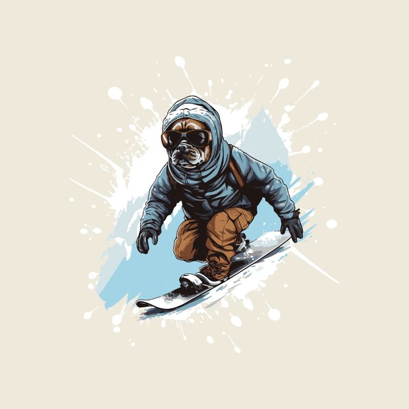 Snowboard de chien bouledogue français