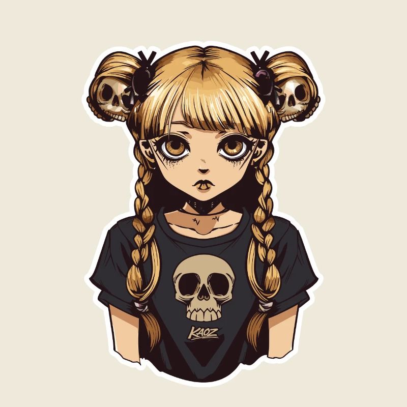 T-shirt gothique Skull Braid