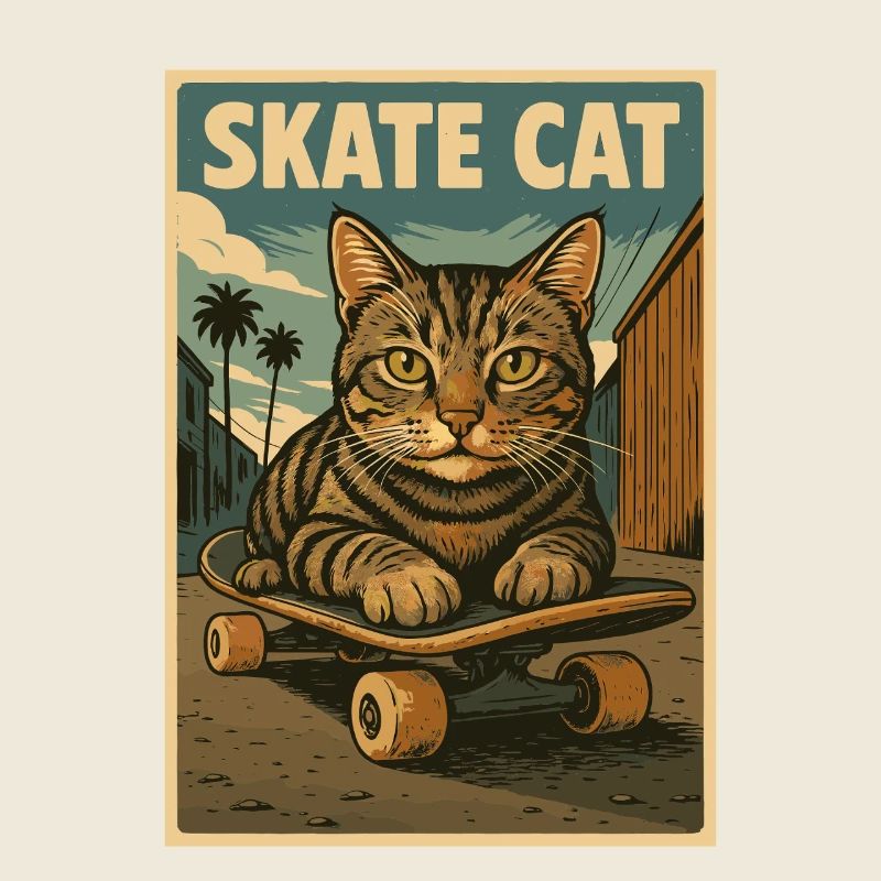 Affiche rétro de Skate Cat