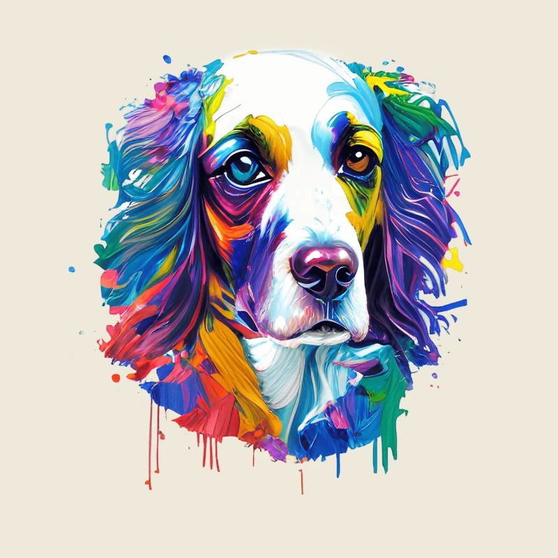 Englischer Springer Spaniel Bunte Spritzkunst