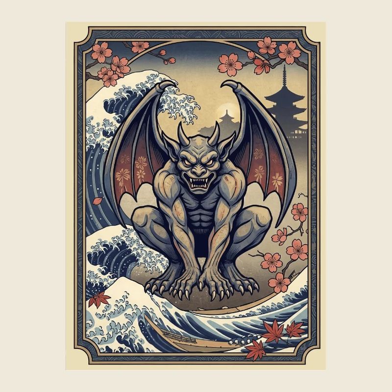 Gargoyle in Japanese wave style