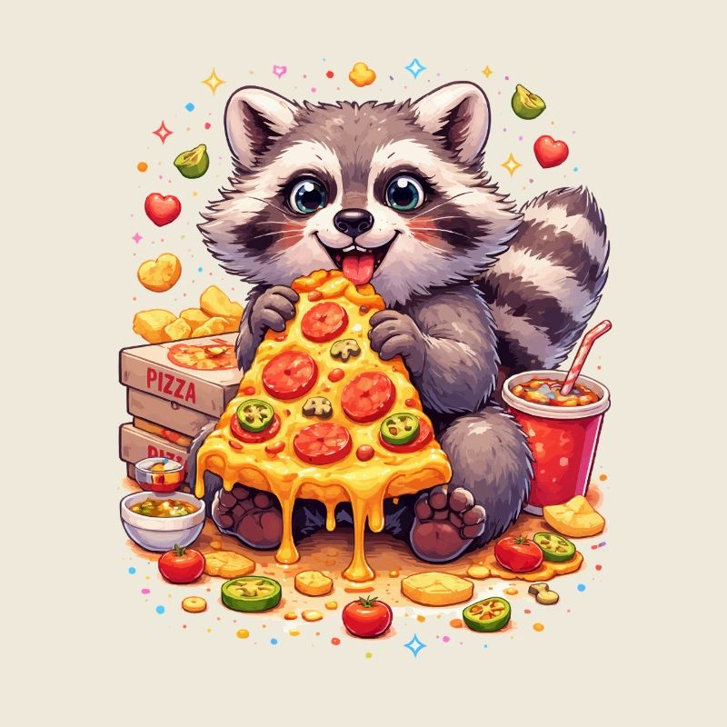 Pizza raccoon with cheese