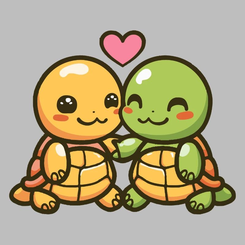 Turtle Comic Couple Love