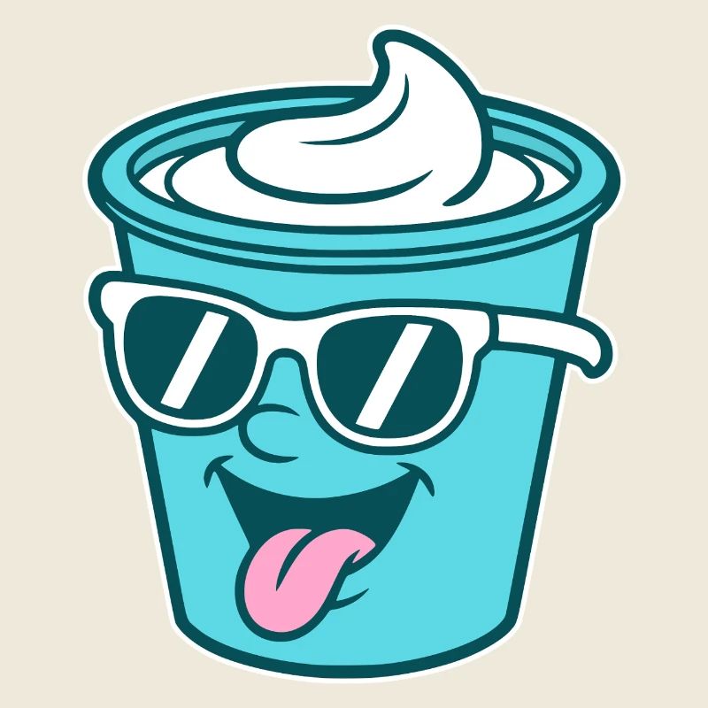 Crème Joghurt Sahne Eis - Becher mit Sonnenbrille