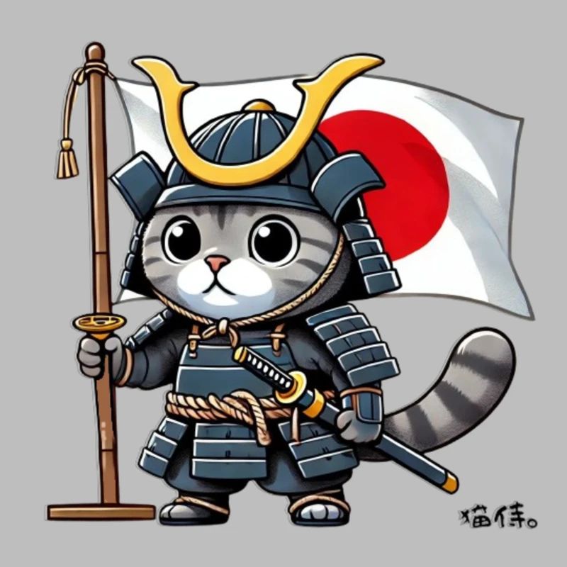 Neko Samurai - 猫侍。- Japanische Samurai Katze