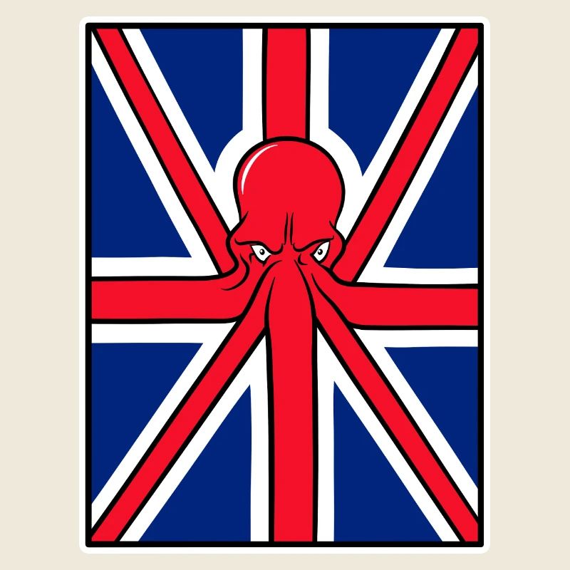 Red Octopus Union Jack Flagge