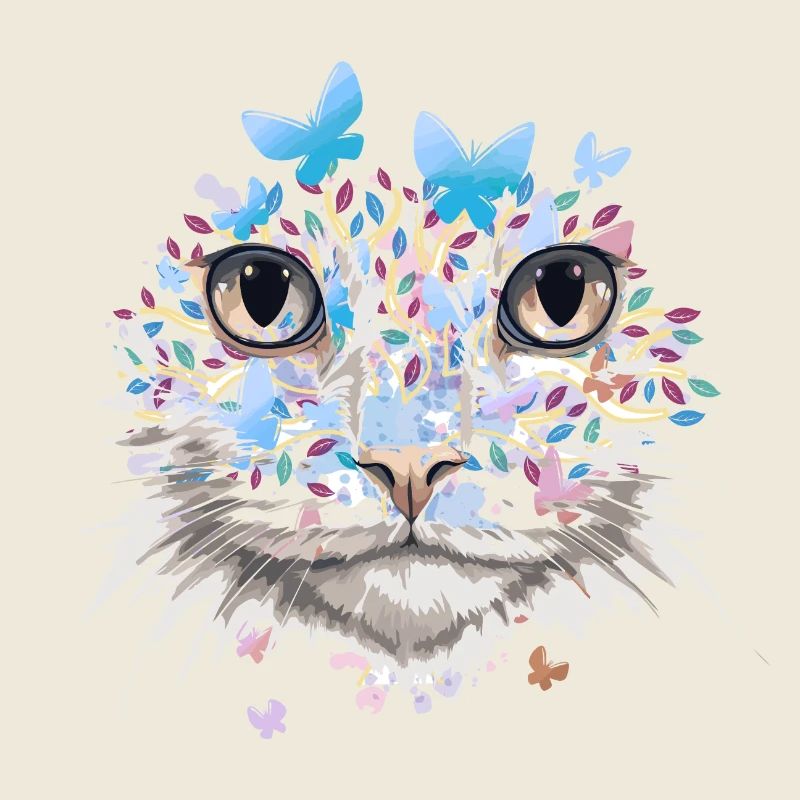 Chat Chat Visage Chat Nature Papillons