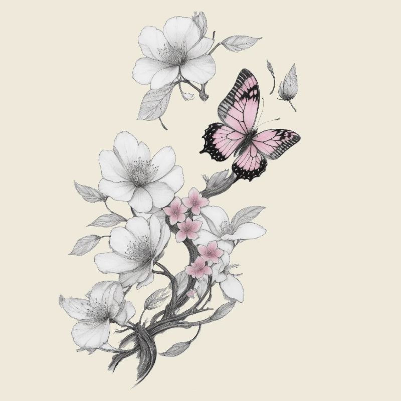 Papillon avec fleur