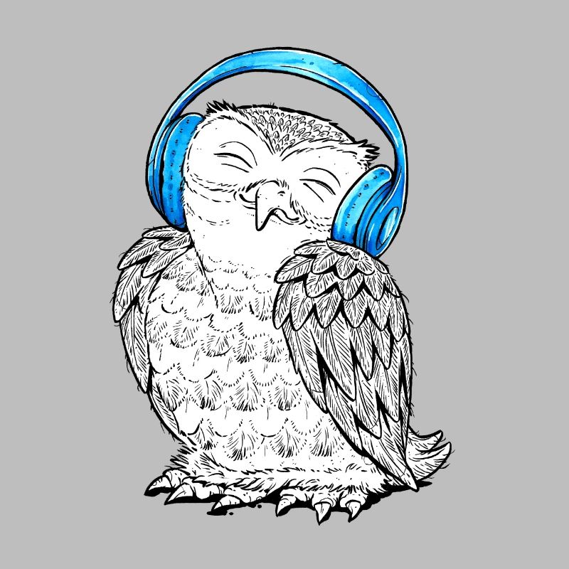 Eule mit Kopfhörern
