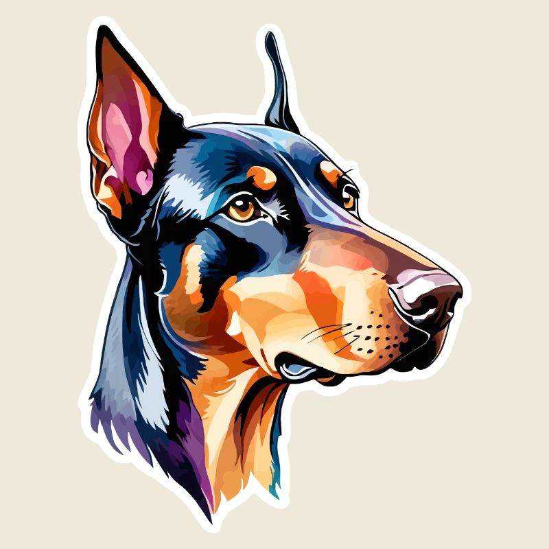 Dobermann Wasserfarben